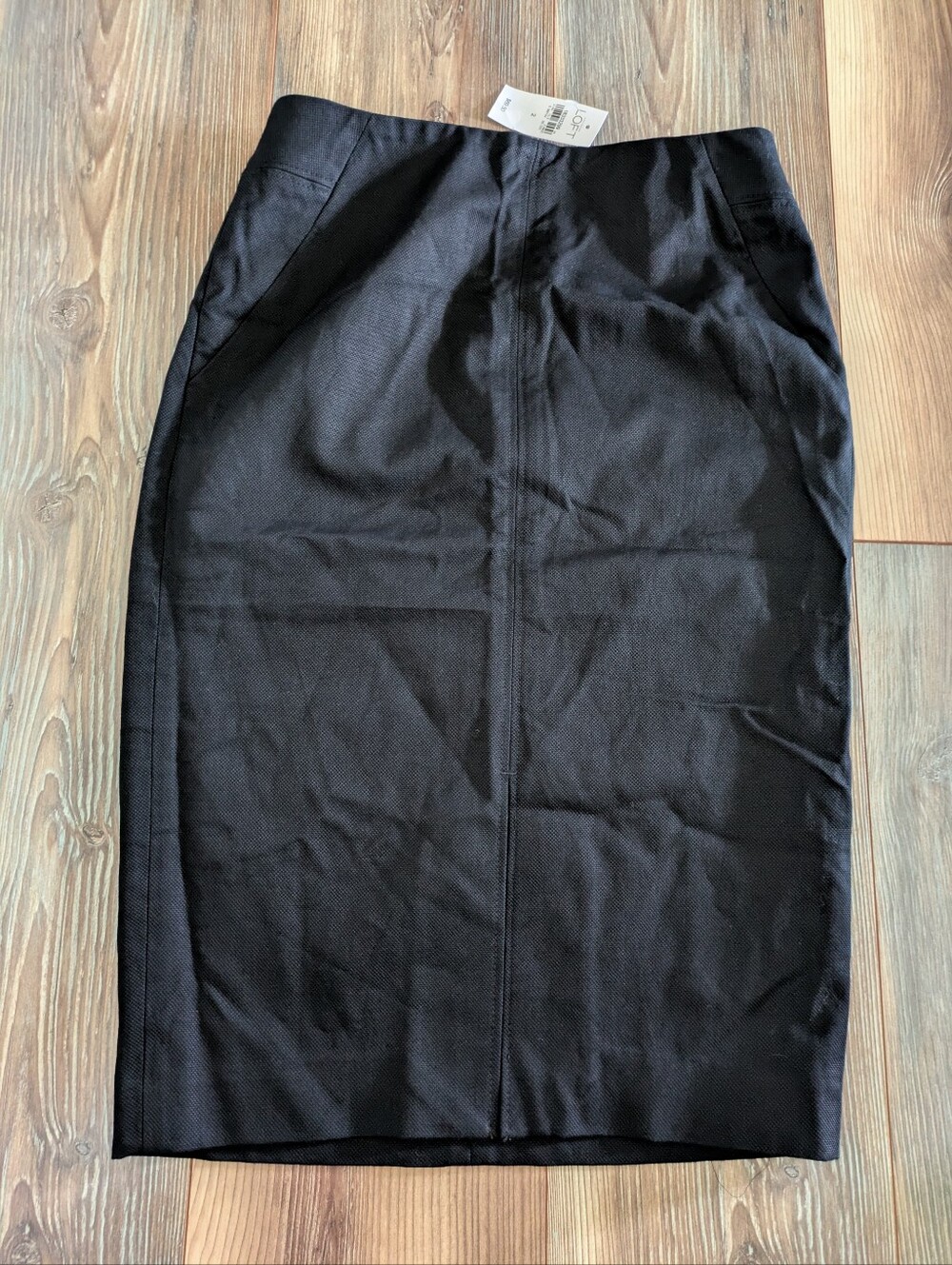 Loft Solid Black Front Slit Business Casual Midi Skirt Size 2 NWT